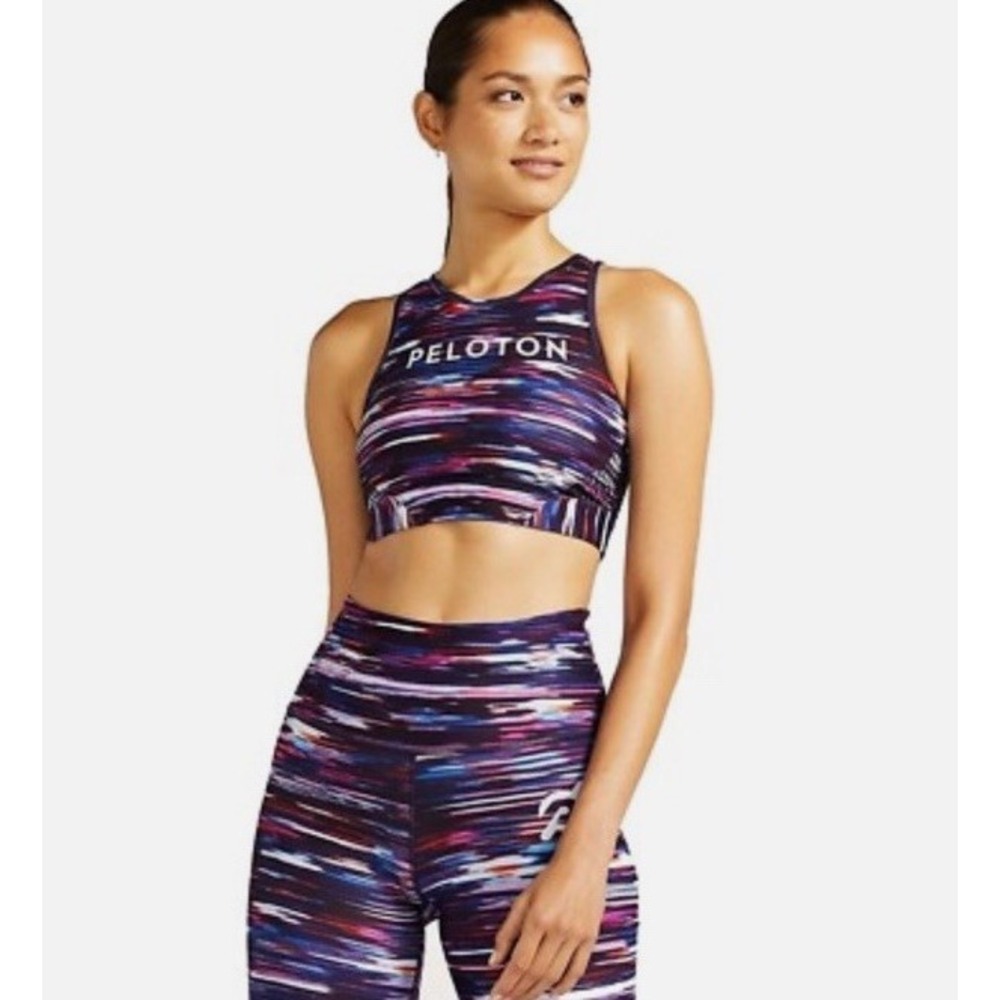 Peloton WITH Wear It To Heart Sports Bra Womens S Multicolor High Neck Mesh Back